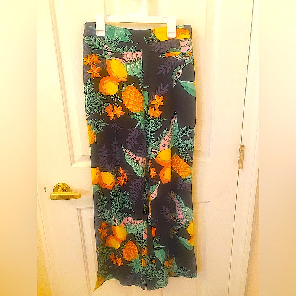 Maeve Tropical Print Wide-Leg Pants